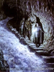 Tuor percorre le gallerie della Porta dei Noldor con Gelmir e Arminas, .