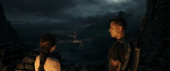 Arondir e Bronwyn osservano il campo degli Orchi