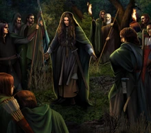 Haleth arringa il suo popolo per convincerlo a riprendere la sua marcia verso ovest, steamey.