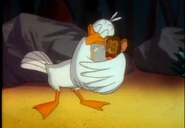 Momma seagull gives Tarzan Jerry a group hug