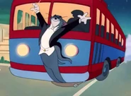 A bus drives past fast...