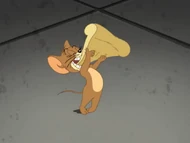 Jerry eating the whole pizza