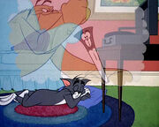 Tom having a nightmare about an evil bulldog.