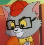 The square-glasses cat retorting that "mice aren't nice"