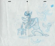 Production drawing of Slick McWolf from the Droopy segments in Tom & Jerry Kids Show.