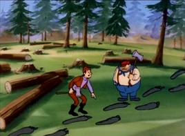 Big Feet - Two axemens discovering Big Feet's footprints