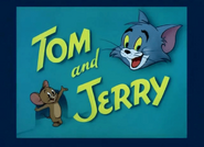 Different version of the 1954 blue Tom & Jerry title as seen in the opening titles to the cartoon.