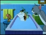 Tricky McTrout in a bathtub