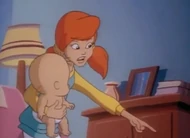 Eliza falsely accuses Tom for taking the baby out of his crib.