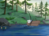 Over the River and Boo the Woods - A fly flying and Tom's boat