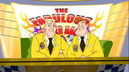 Buzz Blister and Biff Buzzard as announcers
