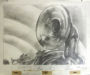 "Tom & Jerry At The Hollywood Bowl" 1950 MGM Studios original production layout drawing; untrimmed paper measures 10.5" X 12.5"