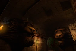 La sala de las cabezas de león.