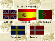 Language selection screen. (V1)