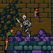 Un squelette dans Tomb Raider (Game Boy Color).