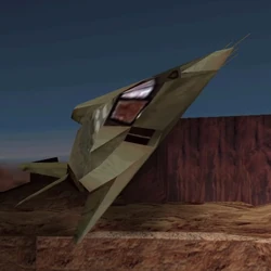 Un chasseur furtif F-117 Nighthawk dans Tomb Raider III.