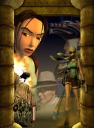 Image promotionnelle avec Lara Croft, Seth et des squelettes dans Tomb Raider : La révélation finale.