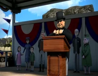 Wilbert Awdry widoczny w tle