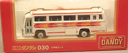 日野SIGHTESSING BUS。トミカ・ダンディ。S=1／94 NO.30。 TOMICA DANDY 030 - HINO SIGHTSEEING BUS [WHITE] NEAR MINT