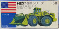 Vintage Tomica Green Terex 72-81 Wheel Loader No F58 Japan