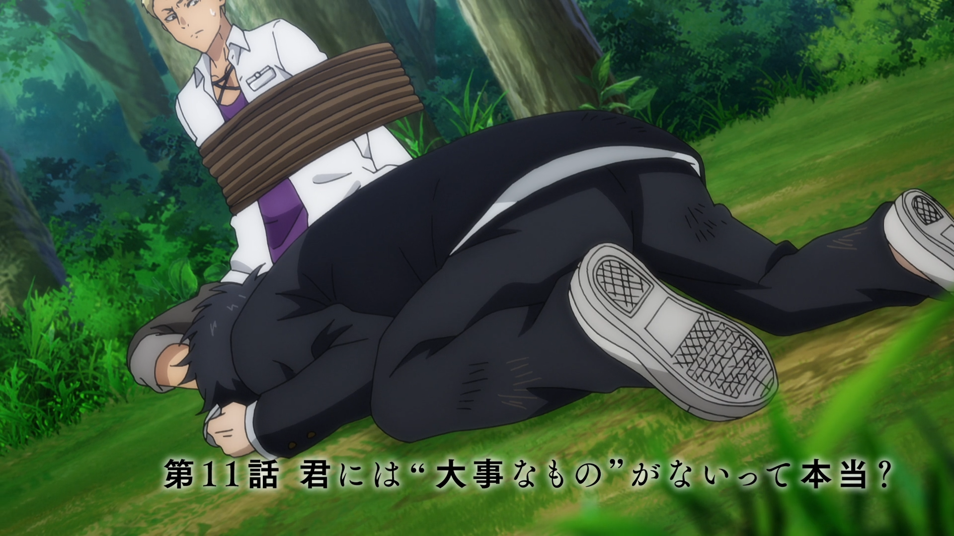 Spoiler from episode 6 of the Tomodachi Game anime.The pair are Tenji  Mikasa and Yuichi Katagiri.