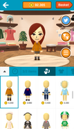 A Mii using the Miitomo Shop.