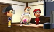 A Mii loosing on the Wii U, while other Miis are shocked and disappointed.