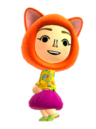 A female Mii looking off in the distance.