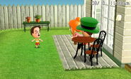 Stage 5. A child running around happily in the backyard while its parents watch.