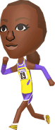 A female Mii running.