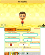 Mii Profile settings in Life