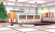 The Clothing Shop interior during Christmas in Tomodachi Life.