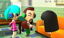 A Mii visiting a family