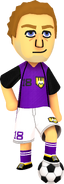 A Male Mii with a Soccer Ball and attire.