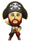 A male mii dressed as a Pirate.