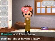 A Mii talking about having a baby.