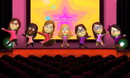 Another group of Miis shocked when the player selects, "Make it stop!"