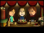 A birthday being celebrated in the hotel, from Tomodachi Collection.