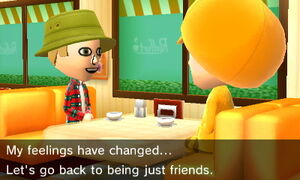 A breakup taking place in Tomodachi Life.