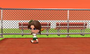 A Mii preparing to swing a Baseball Bat.