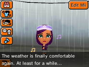 A Mii commenting on the weather.