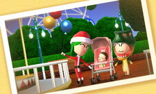 A family at the amusement park.