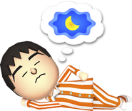 A male Mii dreaming while taking a nap.