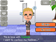 A Mii admitting she wants to confess.