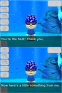 The special dialogue a Mii says after giving them a food they specifically requested.(US)