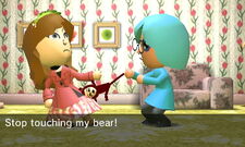 One Mii trying to make up with other Mii.