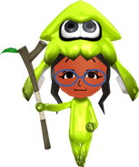 A Cleric wearing an Amiibo costume of an Inkling. (Western)