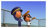 Two Miis posing with baseball bats. (Japanese version)