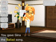 A Mii being given a song.