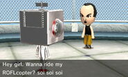 A Mii confessing to another while using a custom confession at the Tower.